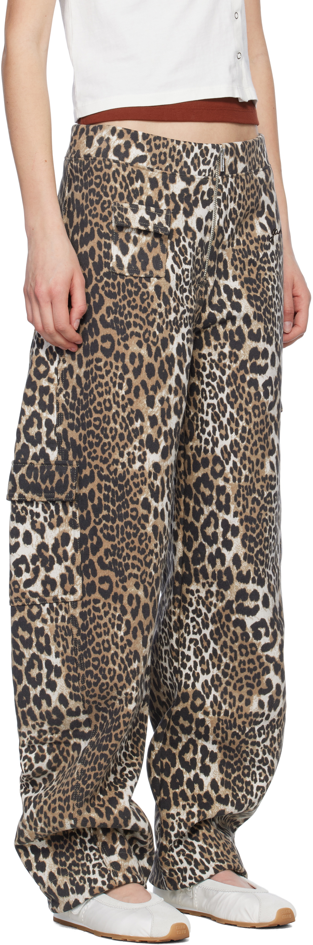 GANNI Beige & Brown Heavy Fleece Lounge Pants