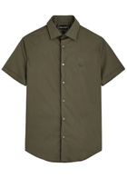 Emporio Armani Logo Cotton-blend Shirt Khaki
