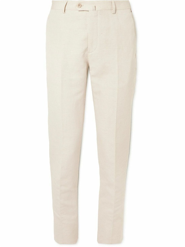 Photo: Loro Piana - Straight-Leg Cotton and Linen-Blend Trousers - Neutrals