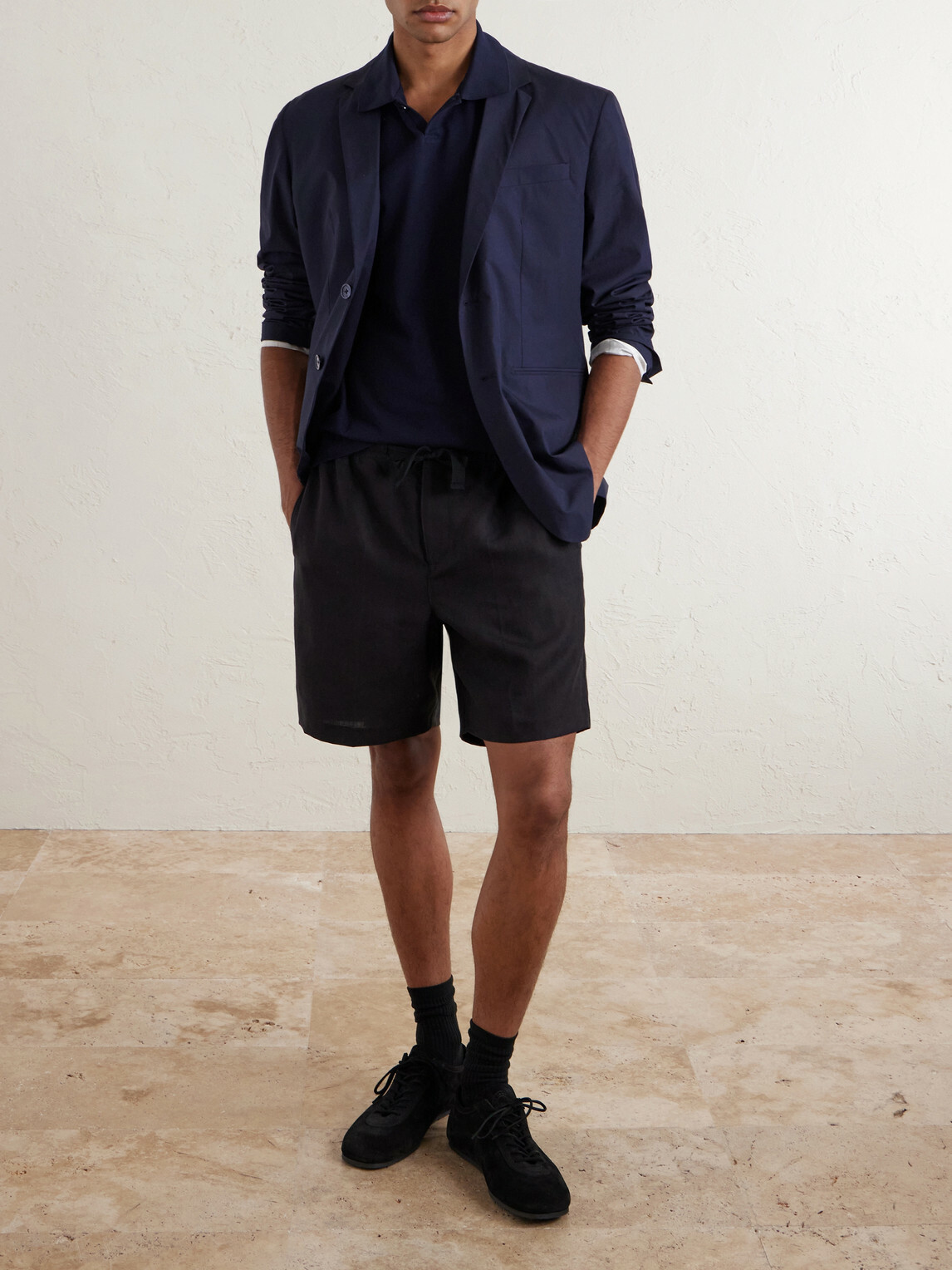 Orlebar Brown - Alex Straight-Leg Linen Drawstring Shorts - Black