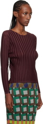 PLEATS PLEASE ISSEY MIYAKE Burgundy Rib Pleats January T-shirt