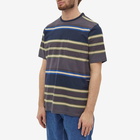 Pop Trading Company Men's Stripe Pocket T-Shirt in Navy