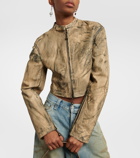 Acne Studios Cropped painted leather biker jacket
