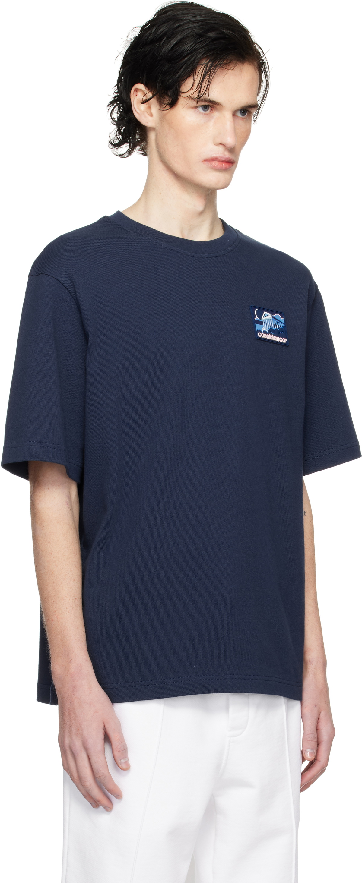 Casablanca Navy Greek Temple Patch T-shirt Casablanca