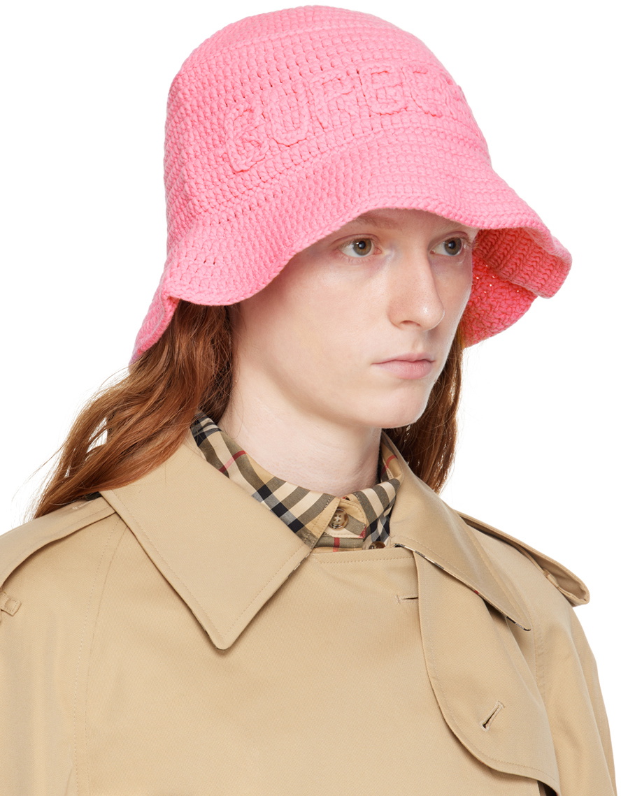 Burberry Pink Crochet Bucket Hat Burberry