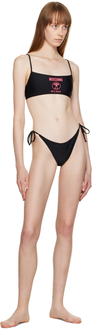 Moschino Black Straight Neck Bikini Top