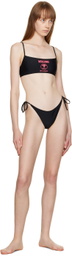 Moschino Black Straight Neck Bikini Top