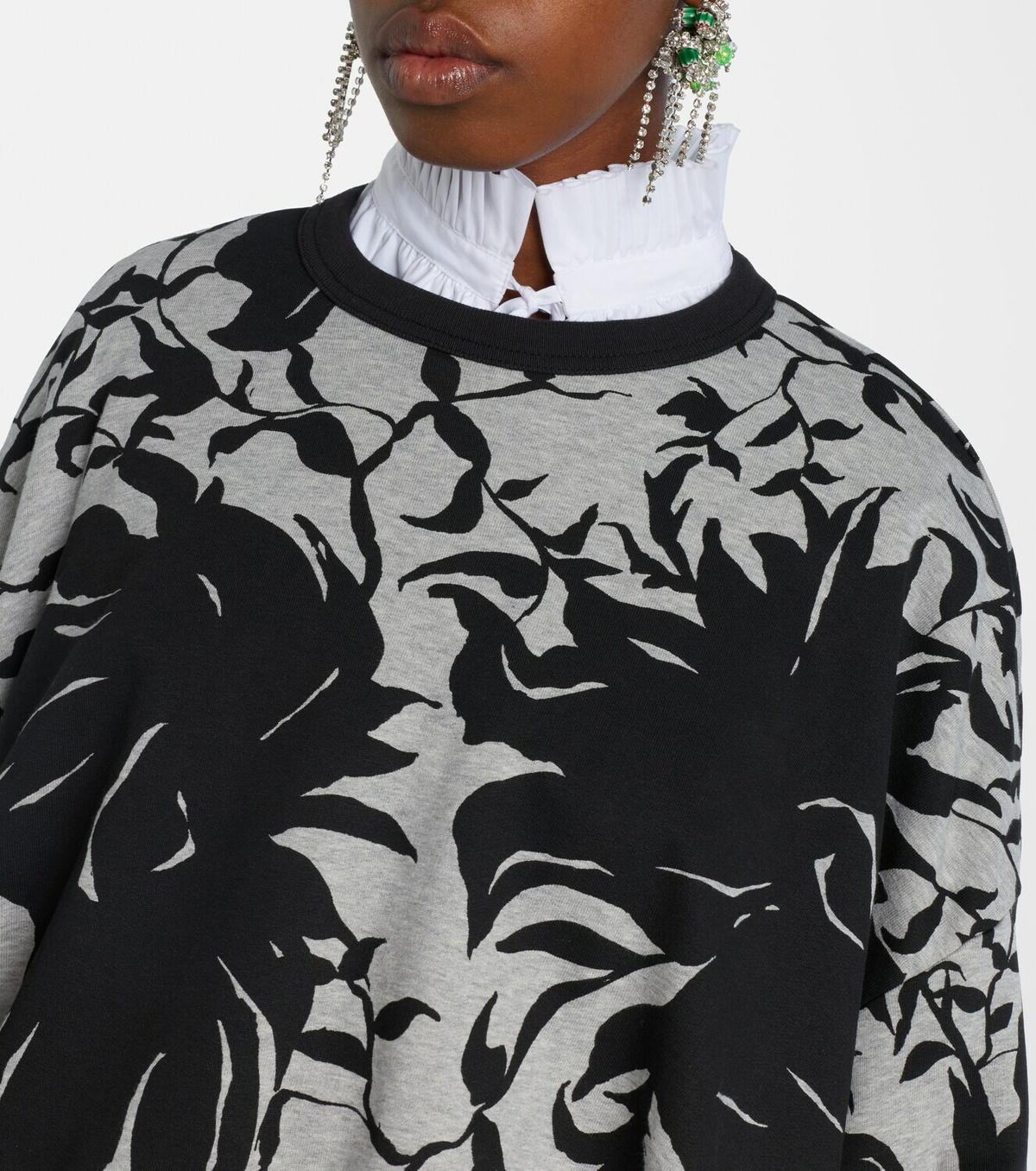 Dries Van Noten Draped floral cotton jersey sweatshirt