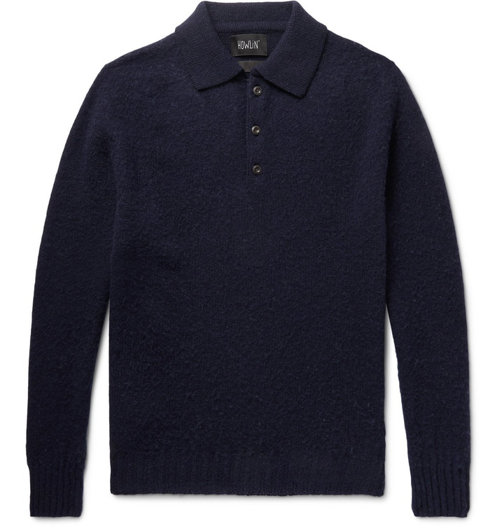 Photo: Howlin' - Ghost Pressure Brushed-Wool Polo Shirt - Blue