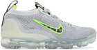 Nike Grey & Green Air Vapormax 2021 FlyKnit Sneakers