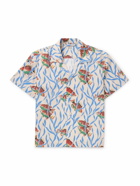 BODE - Swimmers Camp-Collar Printed Cotton Shirt - Blue