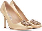Manolo Blahnik Gold Hangisi Heels