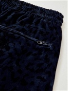 Wacko Maria - Straight-Leg Embroidered Leopard-Print Cotton-Velvet Sweatpants - Blue