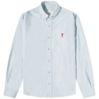 AMI Men's Button Down Oxford Shirt in Pale Green