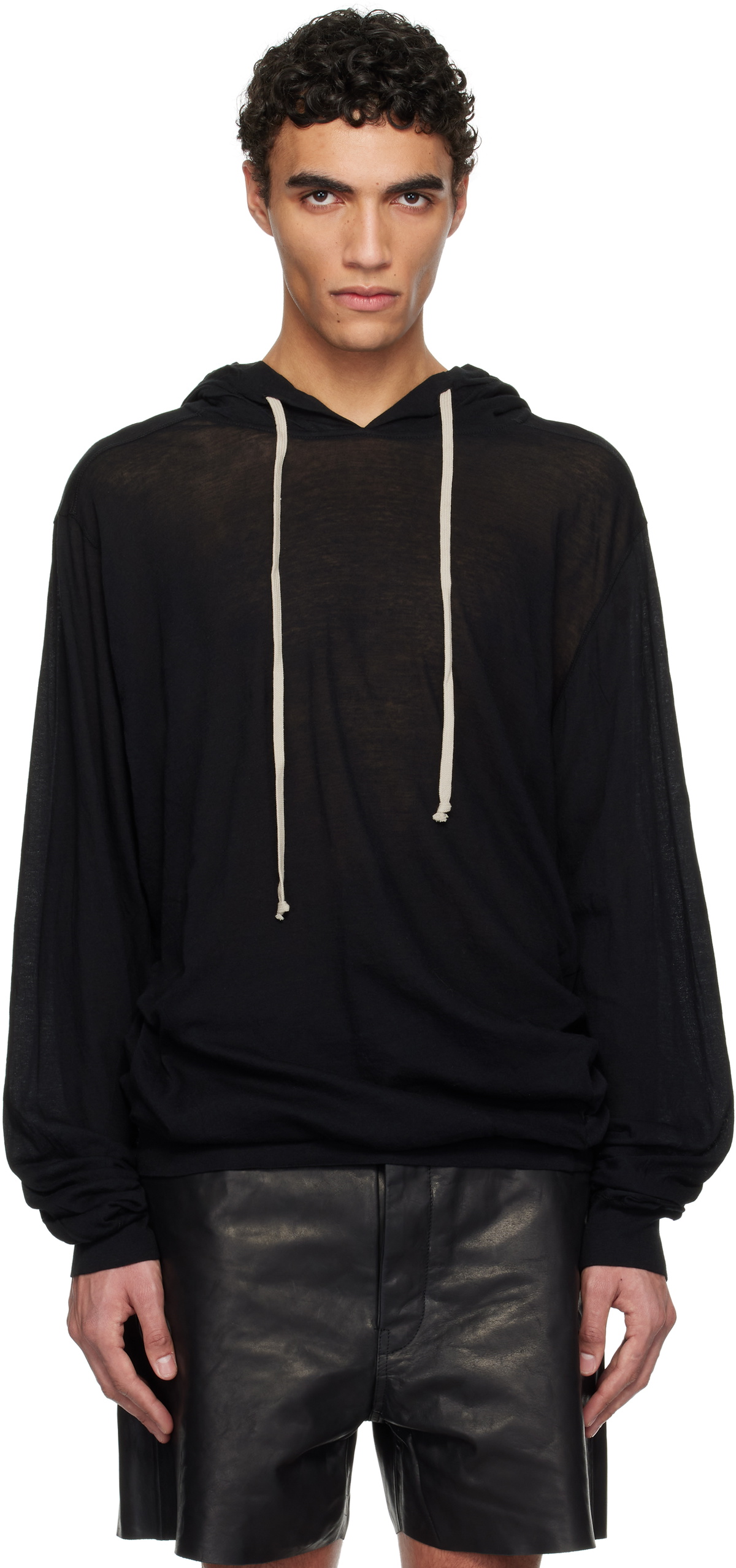 Rick Owens Black Hollywood Unstable Cotton Hoodie Rick Owens