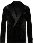 Giorgio Armani - Double-Breasted Silk-Trimmed Velvet Moire Tuxedo Jacket - Black