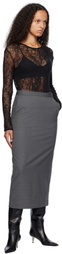 REMAIN Birger Christensen Gray Suiting Midi Skirt