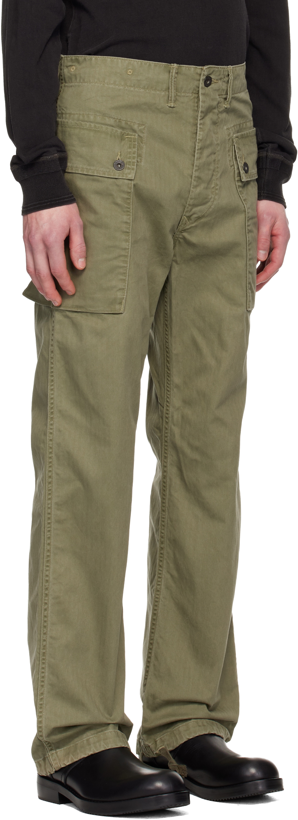 RRL Green Herringbone Field Cargo Pants