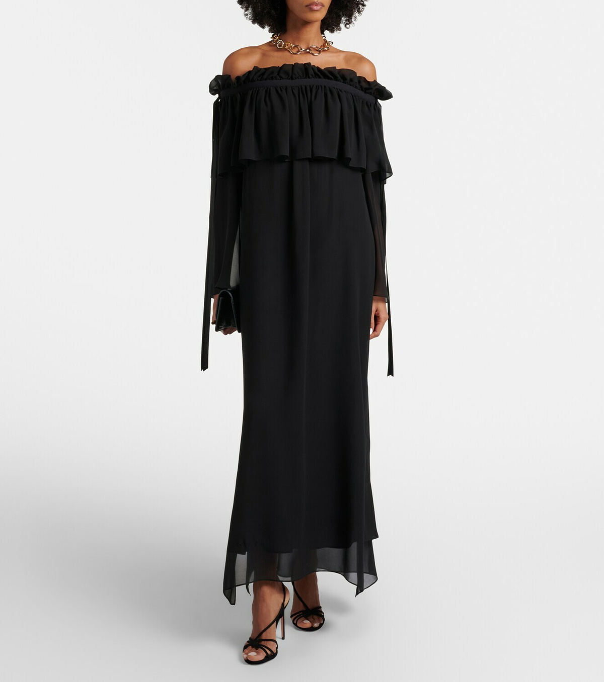 Nina Ricci Gathered sheer silk maxi dress