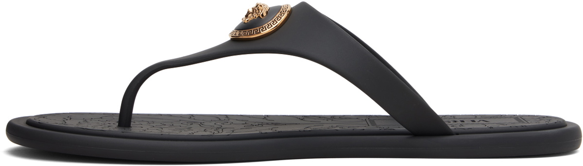 Versace Black Alia Rubber Flat Sandals
