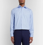 Canali - Light-Blue Cutaway-Collar Prince of Wales Checked Cotton-Poplin Shirt - Blue