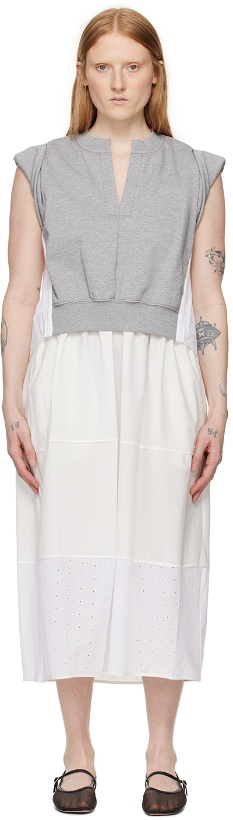 Photo: 3.1 Phillip Lim Gray & White Rolled Sleeve Midi Dress