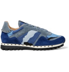 Valentino - Valentino Garavani Rockstud Suede and Camouflage-Print Shell Sneakers - Men - Royal blue