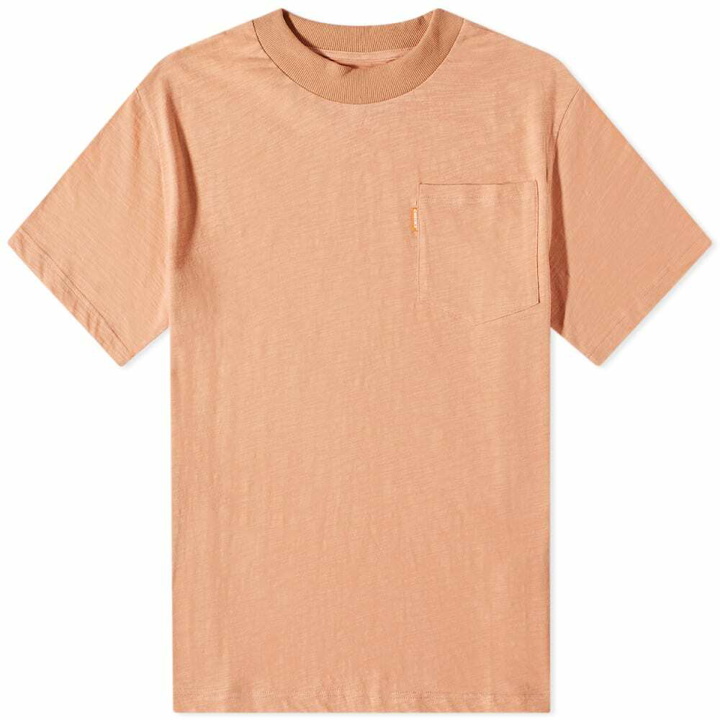 Photo: Checks Downtown Men's Slub Cotton Pocket T-Shirt in Faded Orange