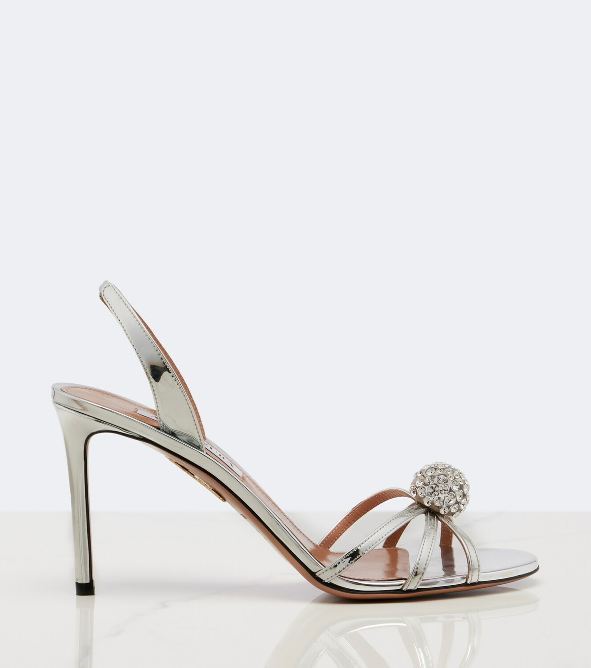 Aquazzura Crystal Bubble leather slingback sandals