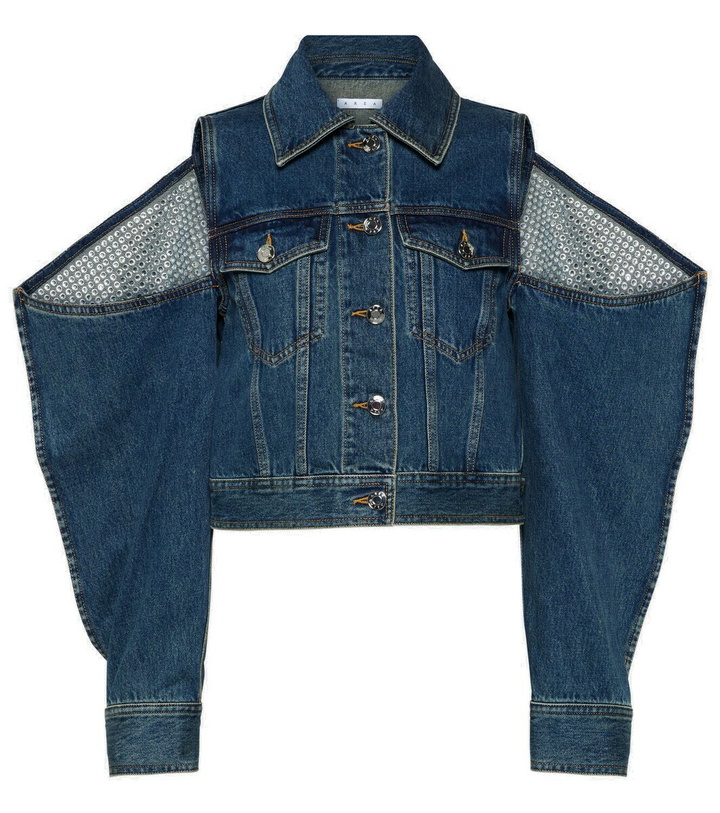 Photo: Area Embellished cutout denim jacket