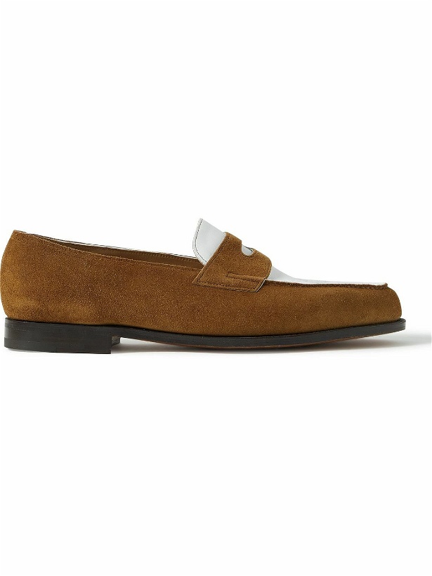 Photo: John Lobb - Lopez Leather and Suede Penny Loafers - Brown