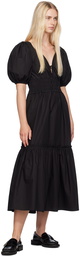 GANNI Black Shirred Maxi Dress