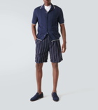 Brunello Cucinelli Chalk stripe linen, wool, and silk-blend shorts