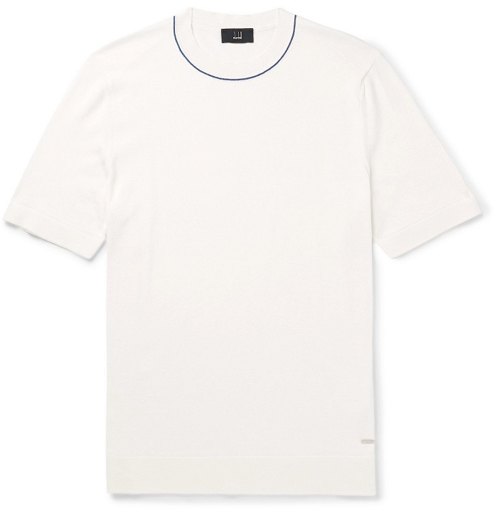 Photo: Dunhill - Contrast-Tipped Cotton T-Shirt - White