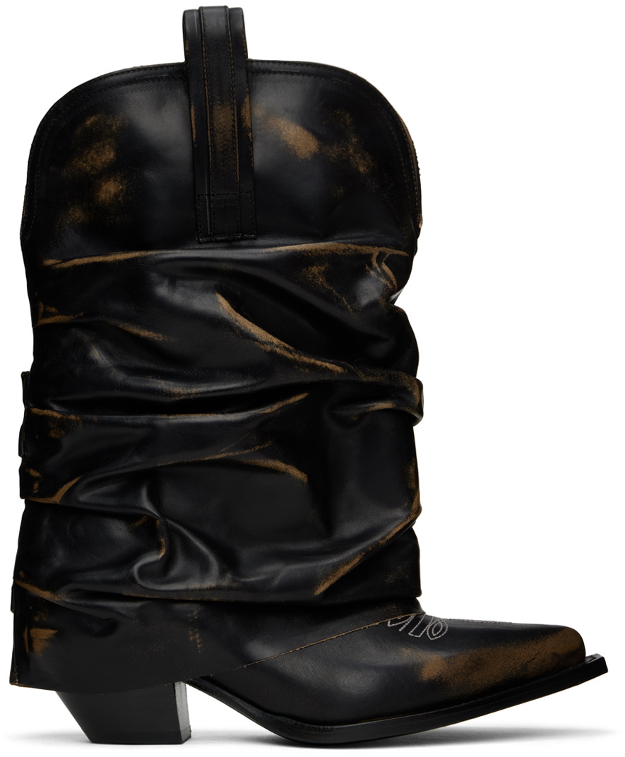 R13 Black Low Rider Cowboy Boots R13