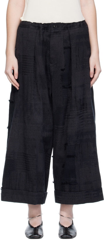 Photo: Y's Black Jacquard Trousers