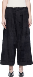 Y's Black Jacquard Trousers