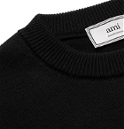 AMI - Logo-Intarsia Merino Wool Sweater - Black