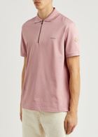 Moncler Logo Piqué Cotton Polo Shirt Pink