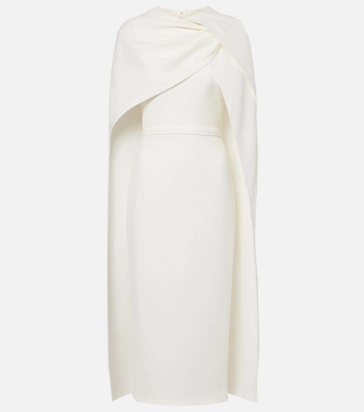 Safiyaa Bridal Oria caped crêpe midi dress