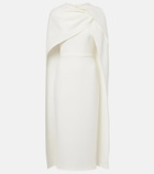 Safiyaa Bridal Oria caped crêpe midi dress