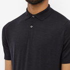 John Smedley Men's Merino Knit Polo Shirt in Hepburn Smoke