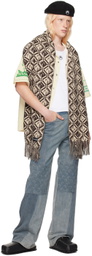 Marine Serre Brown Wool Scarf