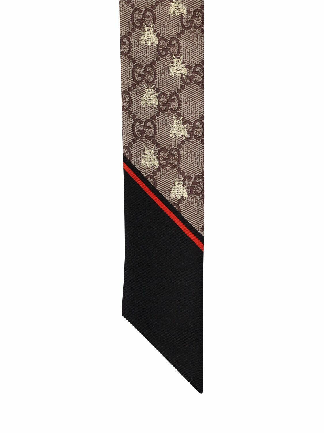 GUCCI - Gg & Bee Printed Silk Twill Neck Bow