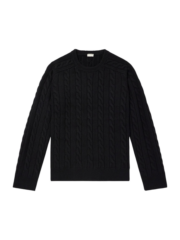Photo: TOTEME - Cable-Knit Wool Sweater - Black