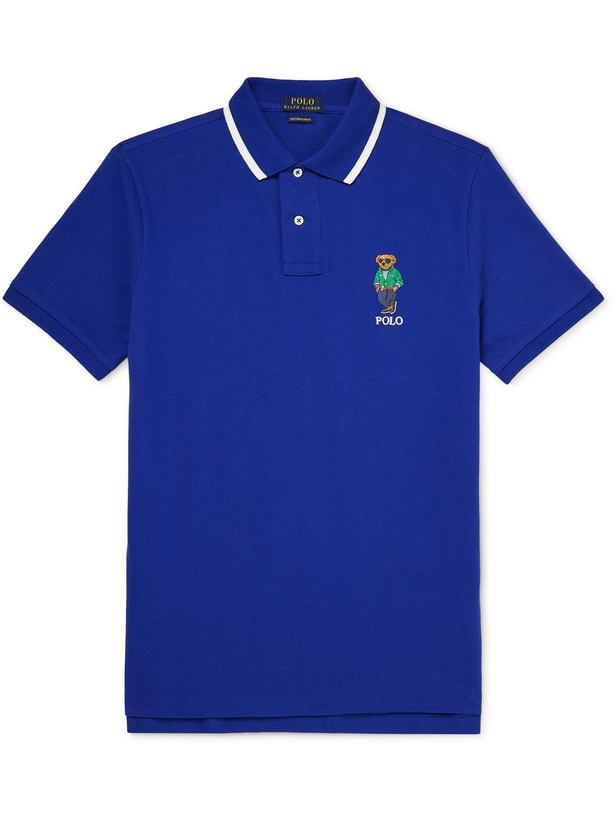 Photo: Polo Ralph Lauren - Logo-Embroidered Cotton-Piqué Polo Shirt - Blue