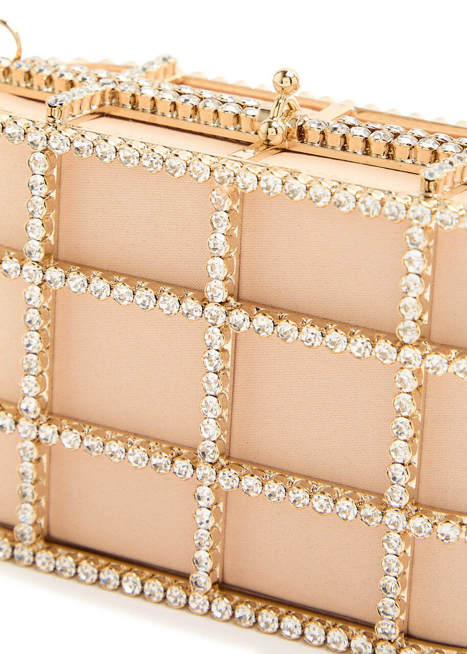 Rosantica Mini Shell Flat Crystal-embellished Satin Clutch - Gold - One Size