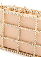 Rosantica Mini Shell Flat Crystal-embellished Satin Clutch - Gold - One Size