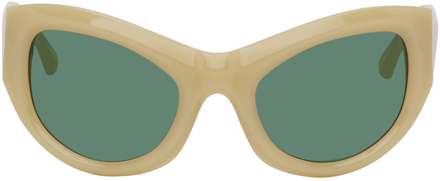 Dries Van Noten SSENSE Exclusive Beige Linda Farrow Edition Goggle Sunglasses
