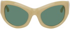Dries Van Noten SSENSE Exclusive Beige Linda Farrow Edition Goggle Sunglasses